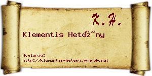 Klementis Hetény névjegykártya